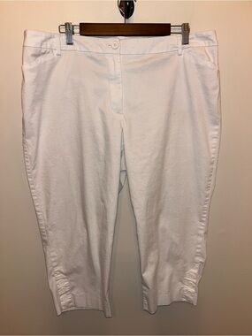 Talbots Elastic Waist Crop Perfect Skimmer Pants Capri White EUC Size 18W